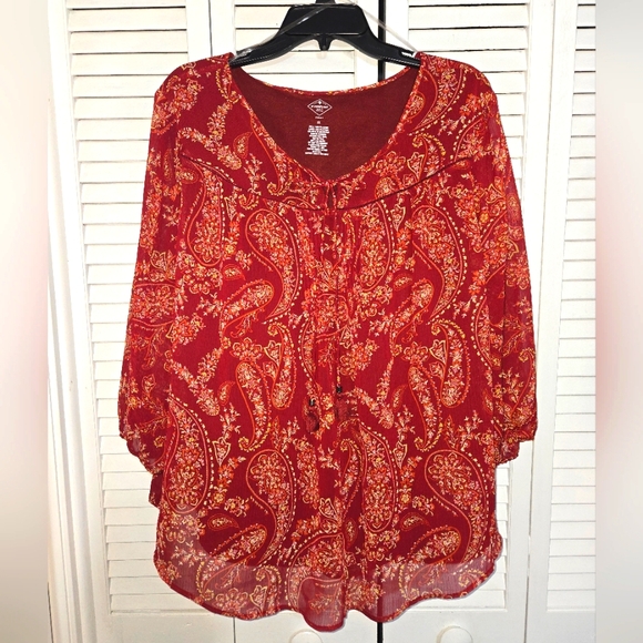 St. John's Bay Tops - St. John's Bay Women's 1X Boho Paisley Top